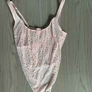 Victoria Secret Pink Rhinestone Bodysuit. Sz L. NWT!